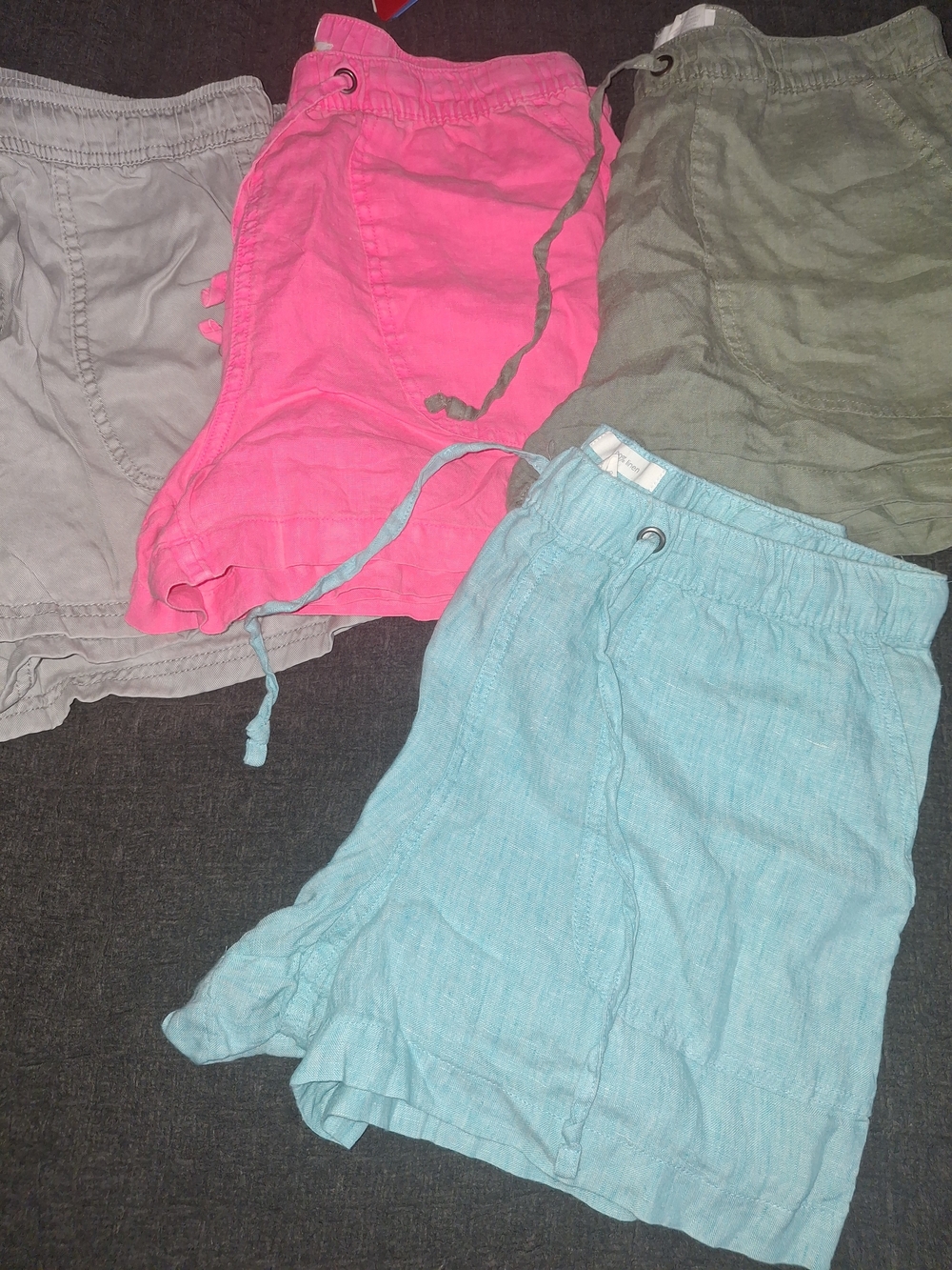 C&C California Linen-Blend Drawstring Shorts in Hot Pink, Aqua, Gray, Olive